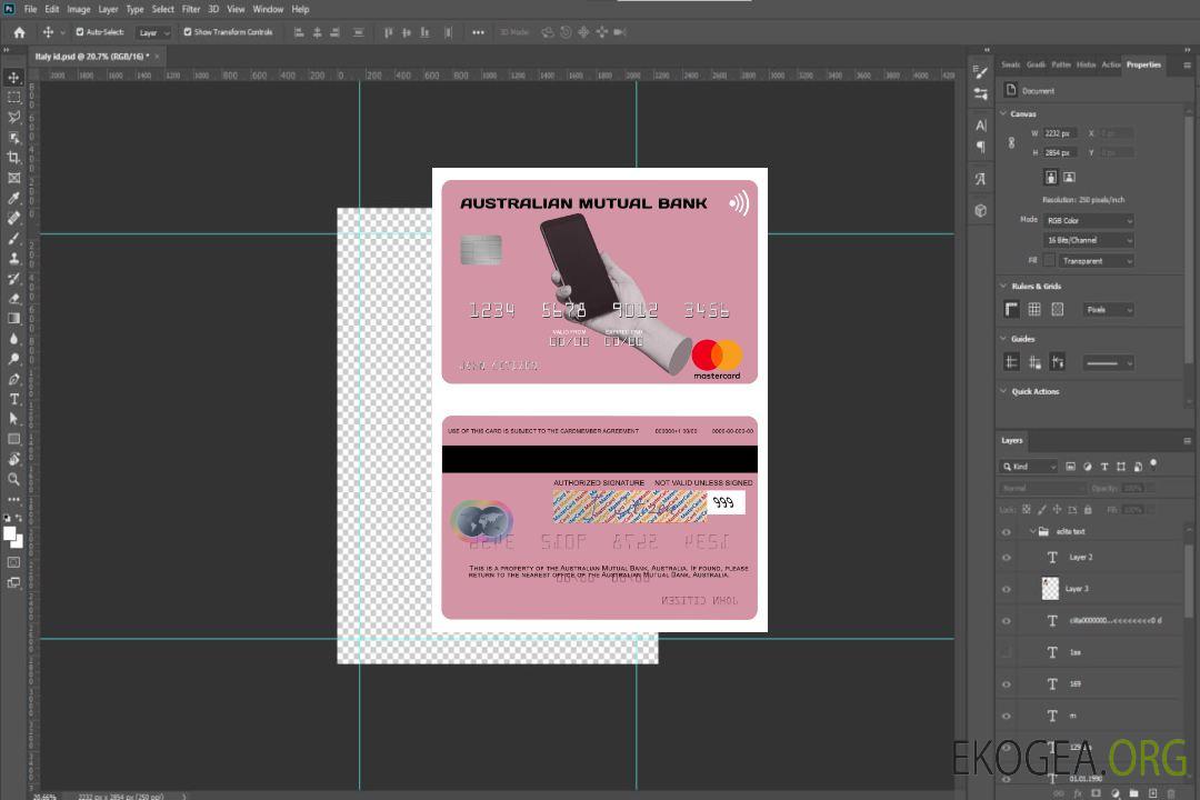 Australie Australian Mutual Bank mastercard template